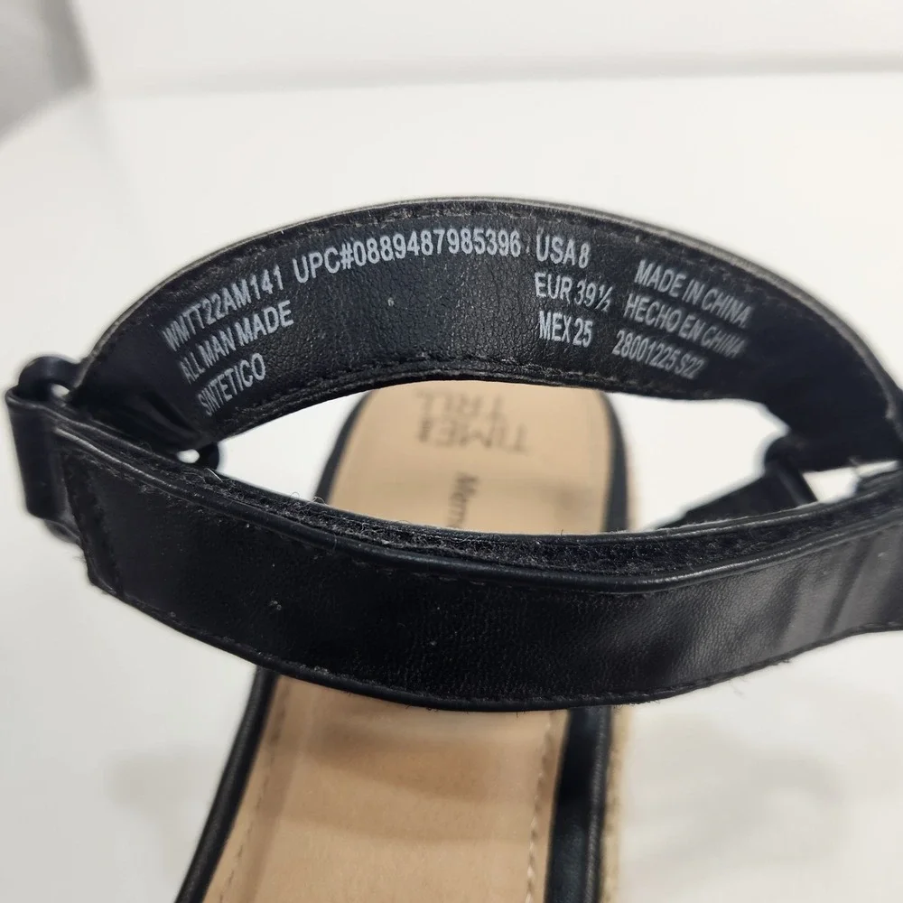 Time And Tru Womens Size 8 Black Wedge Platform Shoes / Woven Heel, Memory Foam